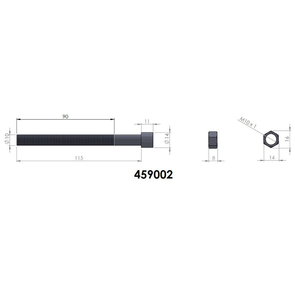 Centre Bolt M10 x 115mm