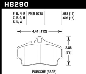 Hawk HB290B.606 Rear Brake Pad - HPS 5.0