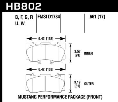 Hawk HB802B.661 Front Brake Pad HPS 5.0 Ford Mustang 2015-2020