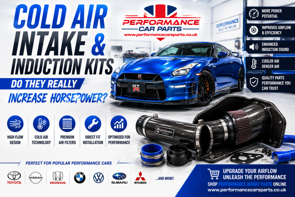 Cold air intake and induction kit UK performance guide showing air filter and intake upgrades for turbocharged cars