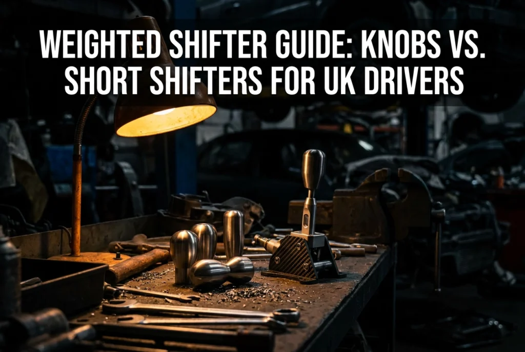 Professional header image for comparison analysis: Weighted Shifter Guide: Knobs vs. Short Shifters for UK D...