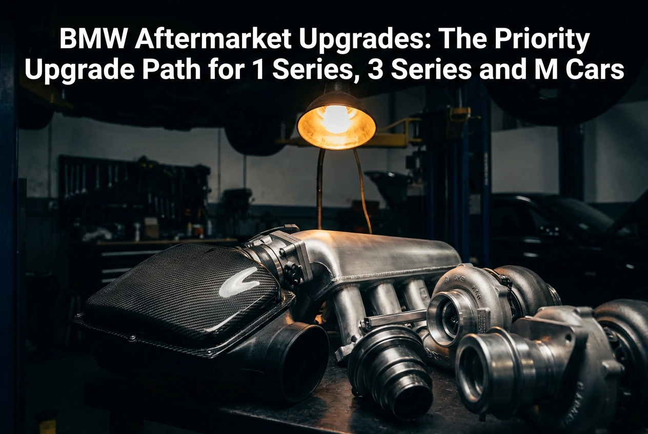 Professional header image for list-based article: BMW Aftermarket Upgrades: The Priority Upgrade Path for 1...