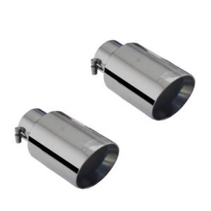 Black Round Angle-Cut Double Wall Tip 3″ Inlet, 4″ Outlet Round Muffler