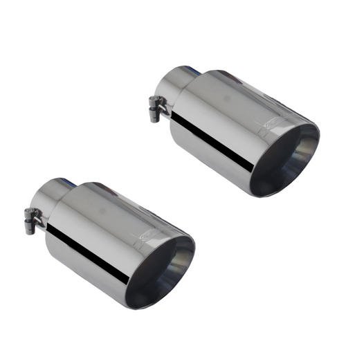 Black Round Angle-Cut Double Wall Tip 3″ Inlet, 4″ Outlet Round Muffler