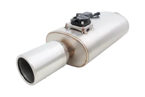 Round Body 6.5″ x 15″ (16,51cm x 38,1cm) Center in/Center out 2.5″ Flanged Inlet, 2.5″ Single-wall Outlet
