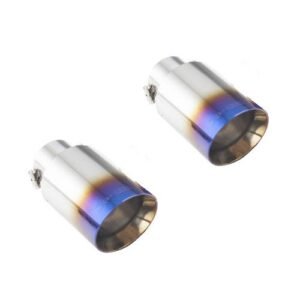 2.5" Inlet, 4″ Double Wall Round Angle Cut Tip, Burnt Blue, 304 Stainless Steel