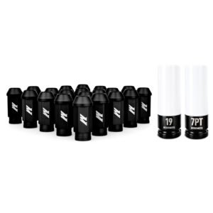 Aluminum Locking Lug Nuts M12x1.25, 20pc Set, Black (MMLG-125-20LBK)