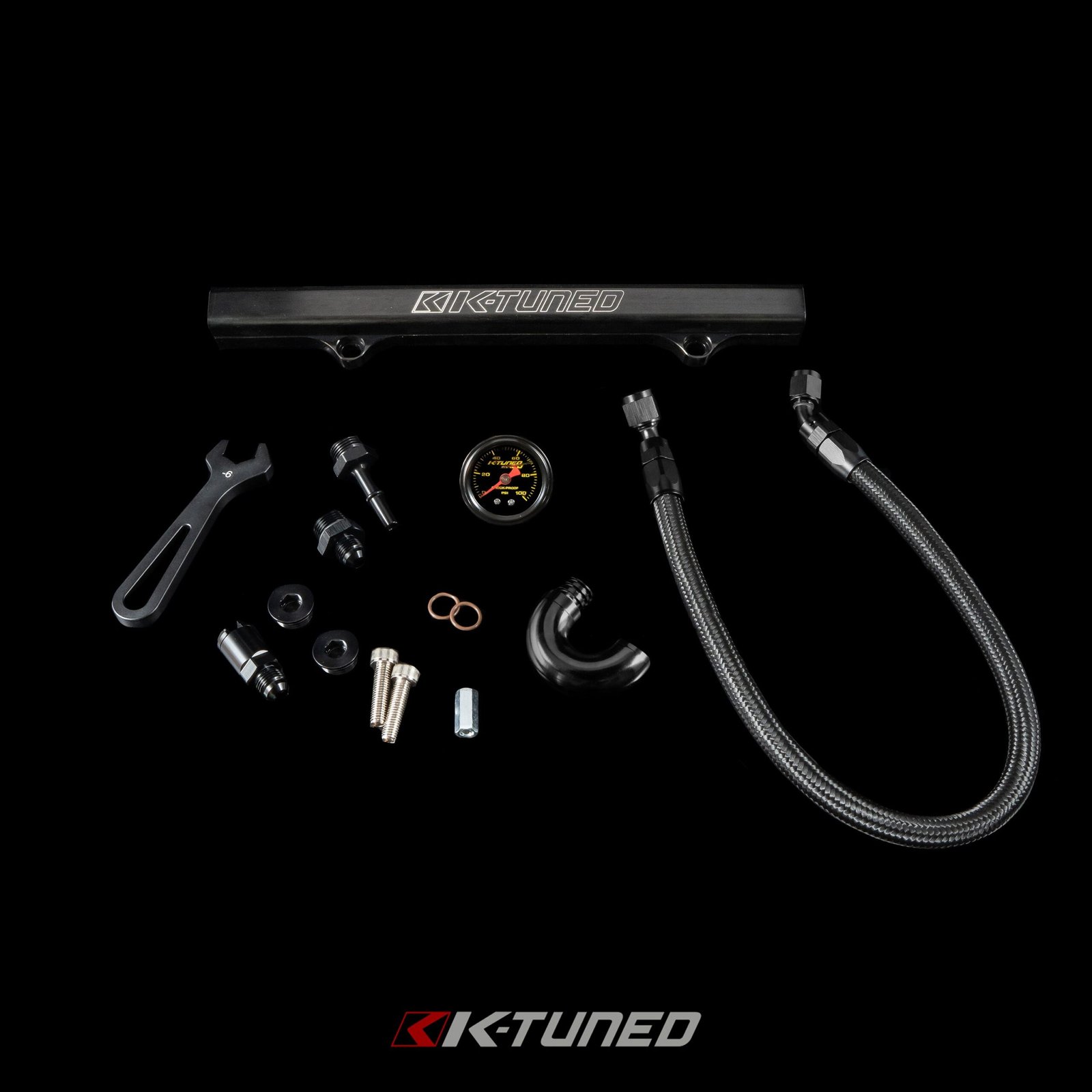 K-Tuned Fuel Line and Fuel Rail Side Feed Black Honda Civic EP3 KTD-KSG-BLK β Side Feed, Yes add center mount gauge, Black Fuel Rail
