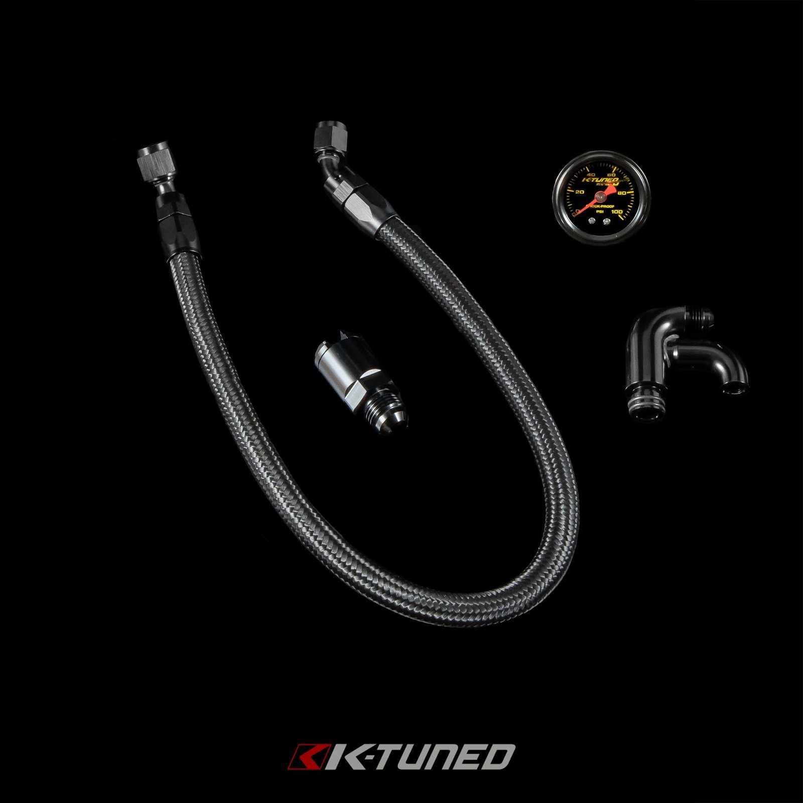 K-Tuned Fuel Line and Fuel Rail Side Feed Black Honda Civic EP3 KTD-KSG-BLK β Center Feed (Tucked Line), Yes add center mount gauge, Fuel Lines Only (No Rail or Wrench)