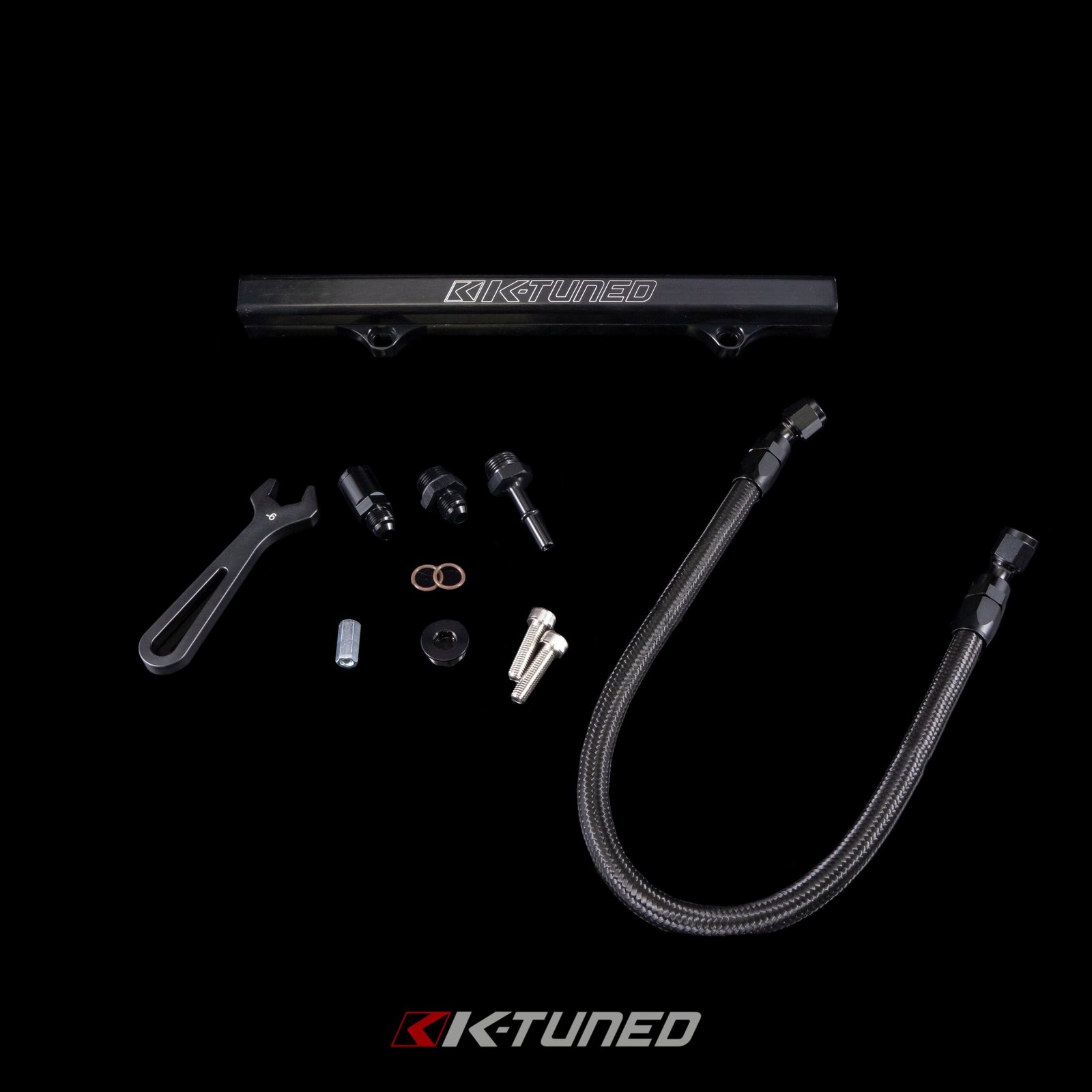 K-Tuned Fuel Line and Fuel Rail Side Feed Black Honda Civic EP3 KTD-KSG-BLK β Center Feed (Tucked Line), No Thanks, Black Fuel Rail
