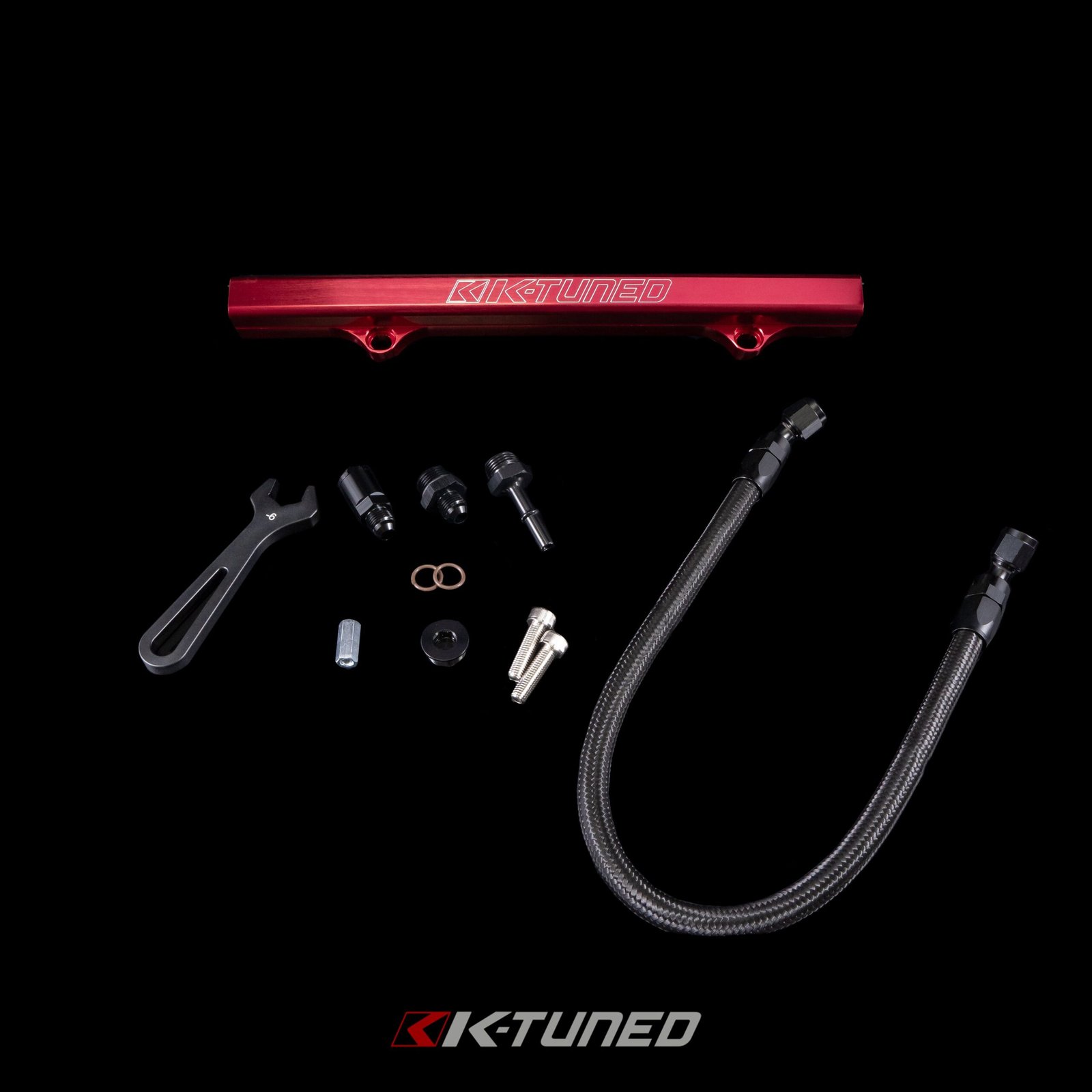 K-Tuned Fuel Line and Fuel Rail Kit Side Feed Honda Civic EP3 RSX KTD-KSG-BLK β Center Feed (Tucked Line), No Thanks, Red Fuel Rail